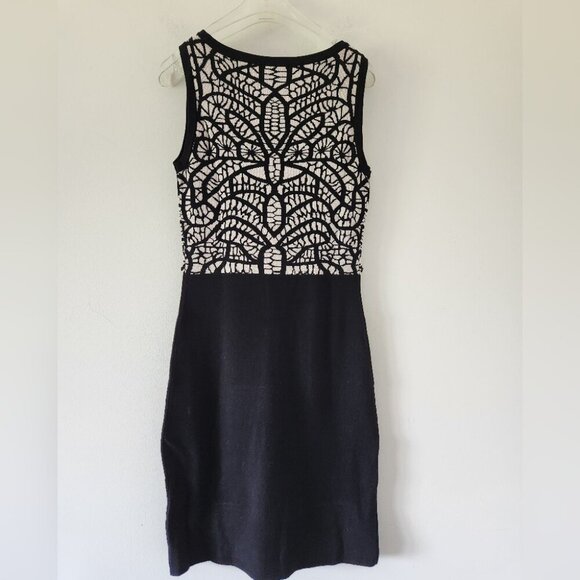 CARMEN MARC VALVO | Dress Jersey Knit black beige sz S - Picture 2 of 4